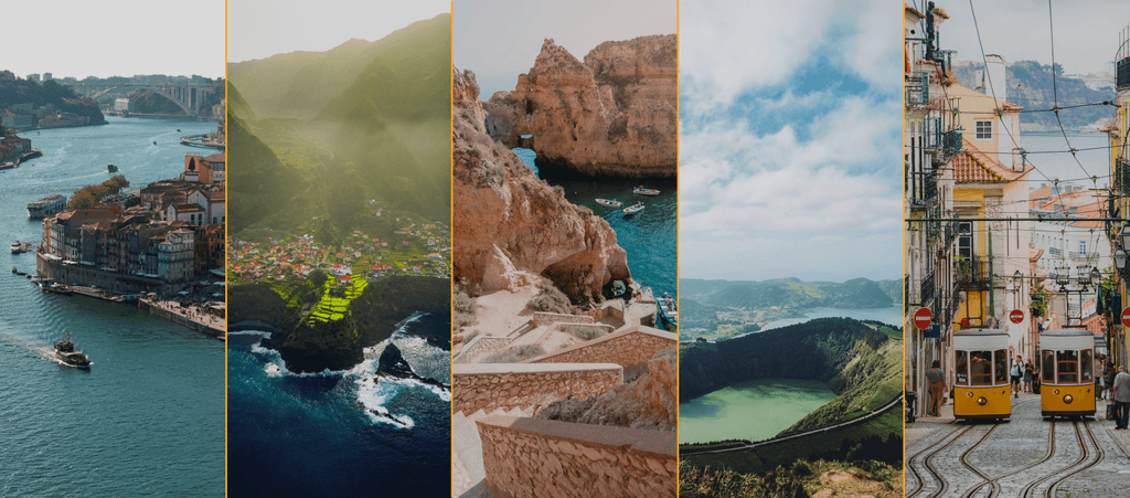 Portugal travel collage - Lisbon, Porto, Algarve