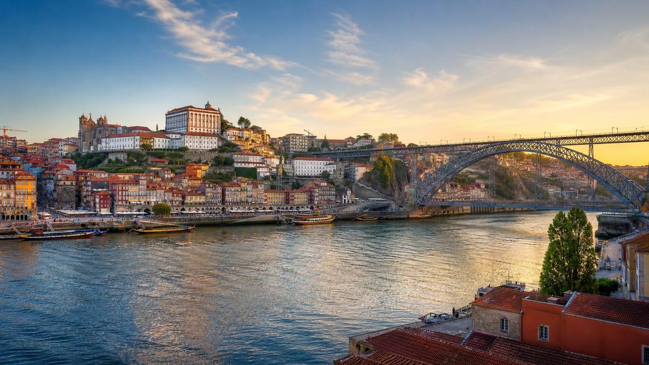 Porto riverside and Dom Luis I bridge over the Douro River